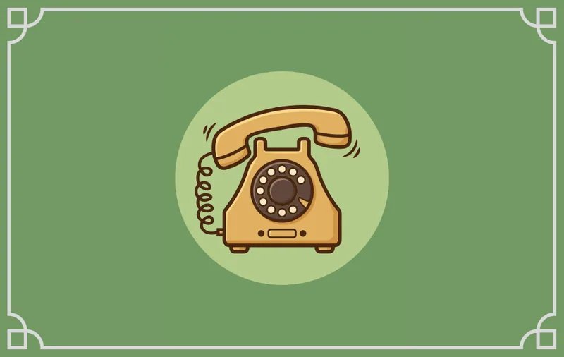 Back of a green Phone card with a ringing rotary telephone