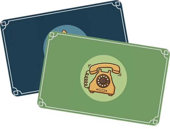 An Action card and a Phone card from the game