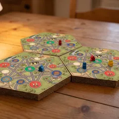 Gut Shabbos honeycomb board tiles with meeples